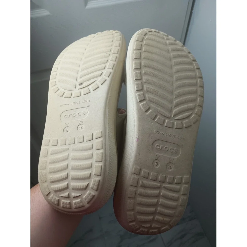 Crocs Classic Crush Sandal Bone White Platform Two Strap Slide Womens 10 Mens 8